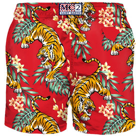 Herren-Badeshorts aus leichtem Stoff mit Tiger-Print