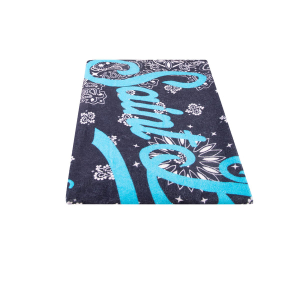 Beach towel with blue bandanna print