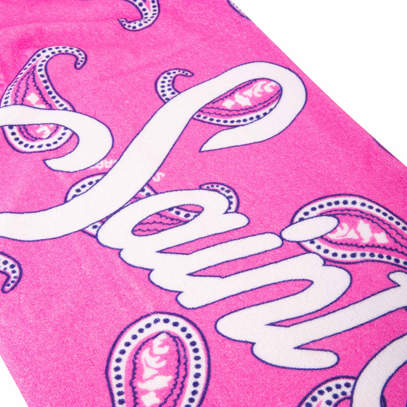 Soft terry beach towel with pink paisley print