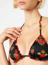 Damen-Triangel-Badeanzug mit Herz-Print