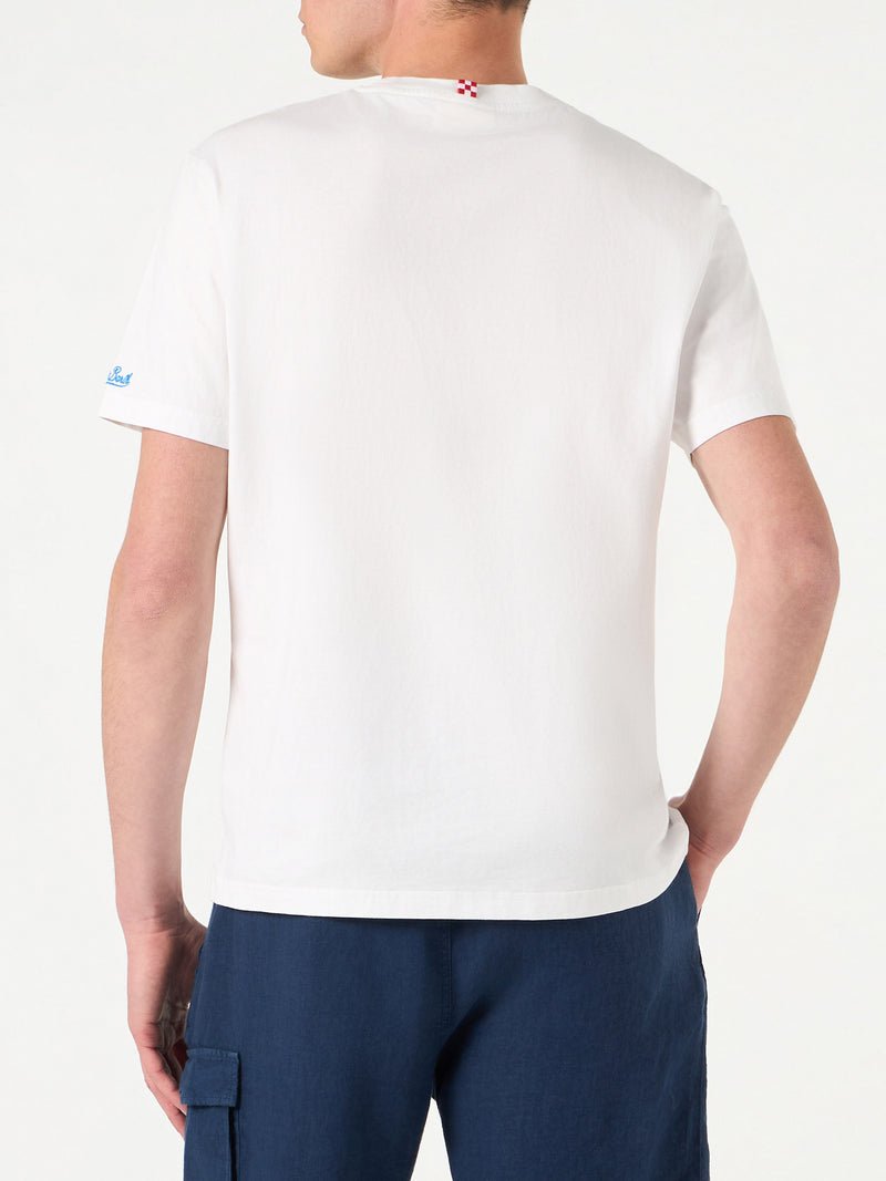 Herren-T-Shirt aus Baumwolle mit Gin Tonic-Stickerei