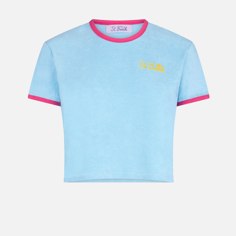 Woman cropped t-shirt with piping