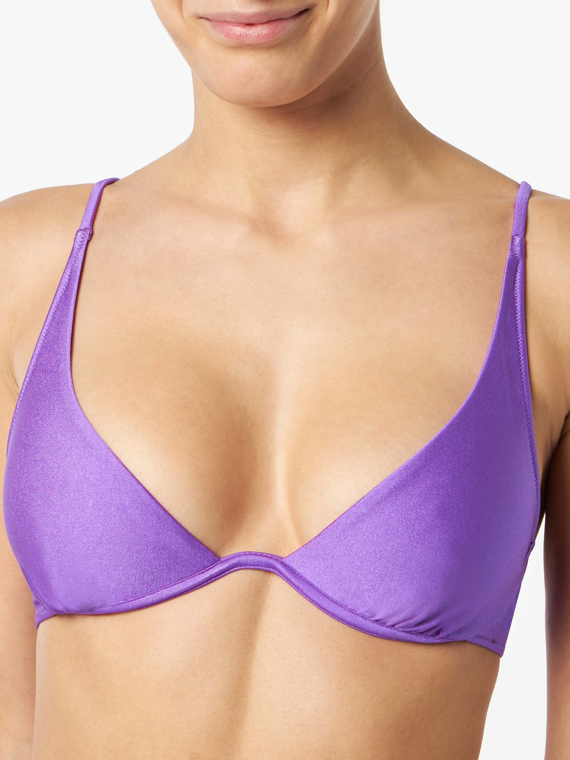 Woman shiny violet V-wired top - MC2 Saint Barth