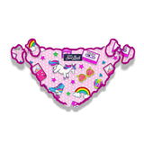 Girl swim briefs with nineties patch print