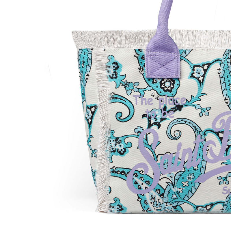 Borsa a spalla Vanity in canvas con stampa paisley