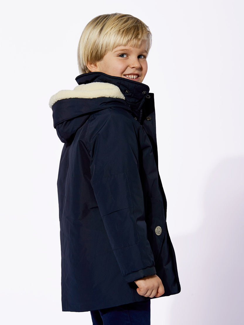 Blaue Parkajacke mit Kapuze für Jungen Voyager Jr
