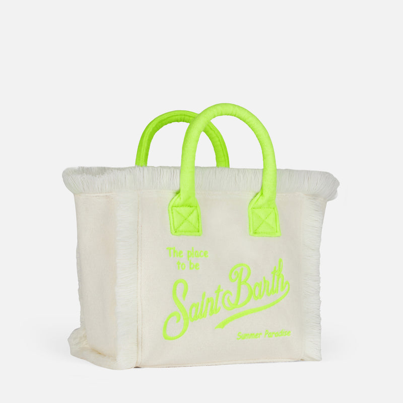 Colette-Handtasche aus weißem Frottee mit Saint Barth-Logo