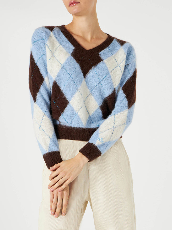 Woman cropped sweater with argyle pattern - MC2 Saint Barth