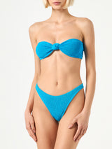 Bikini a fascia da donna azzurro polvere crinkle