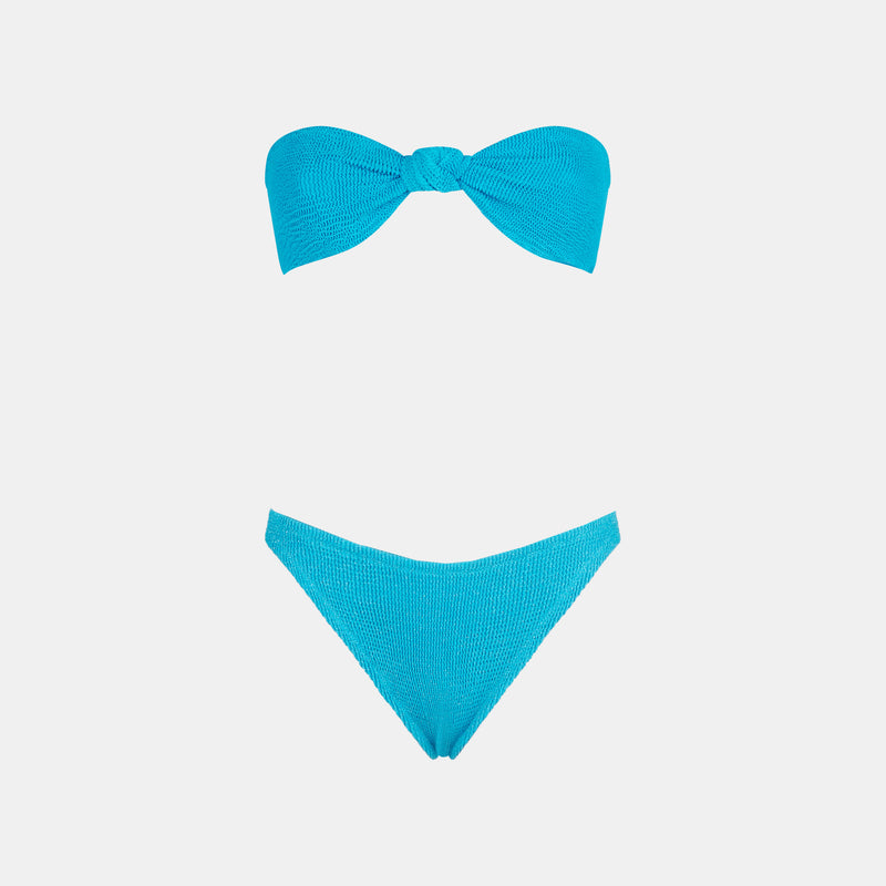 Bikini a fascia da donna azzurro polvere crinkle