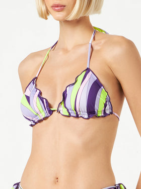 Top a triangolo donna con stampa a onde
