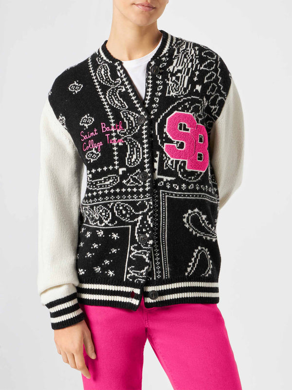 Damen-College-Jacke mit Bandana-Print