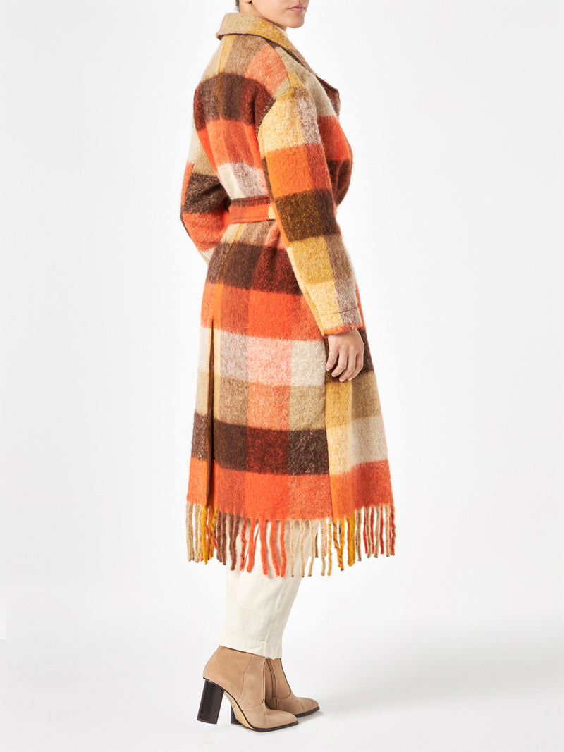 Woman long coat with fringes