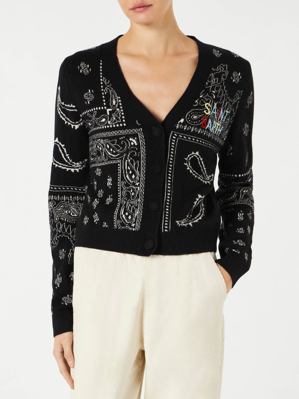 Kurzer Damen-Cardigan mit Saint-Barth-Stickerei