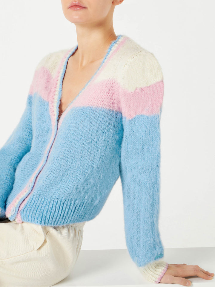 Brushed knit crop cardigan with puff sleeves - MC2 Saint Barth