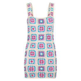 Woman multicolor crochet dress