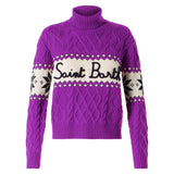 Woman half-turtleneck sweater with Saint Barth lettering