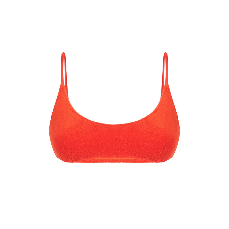 Woman orange terry bralette swimsuit