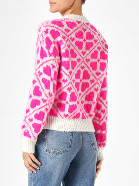 Maglione da donna girocollo garzato con scritte