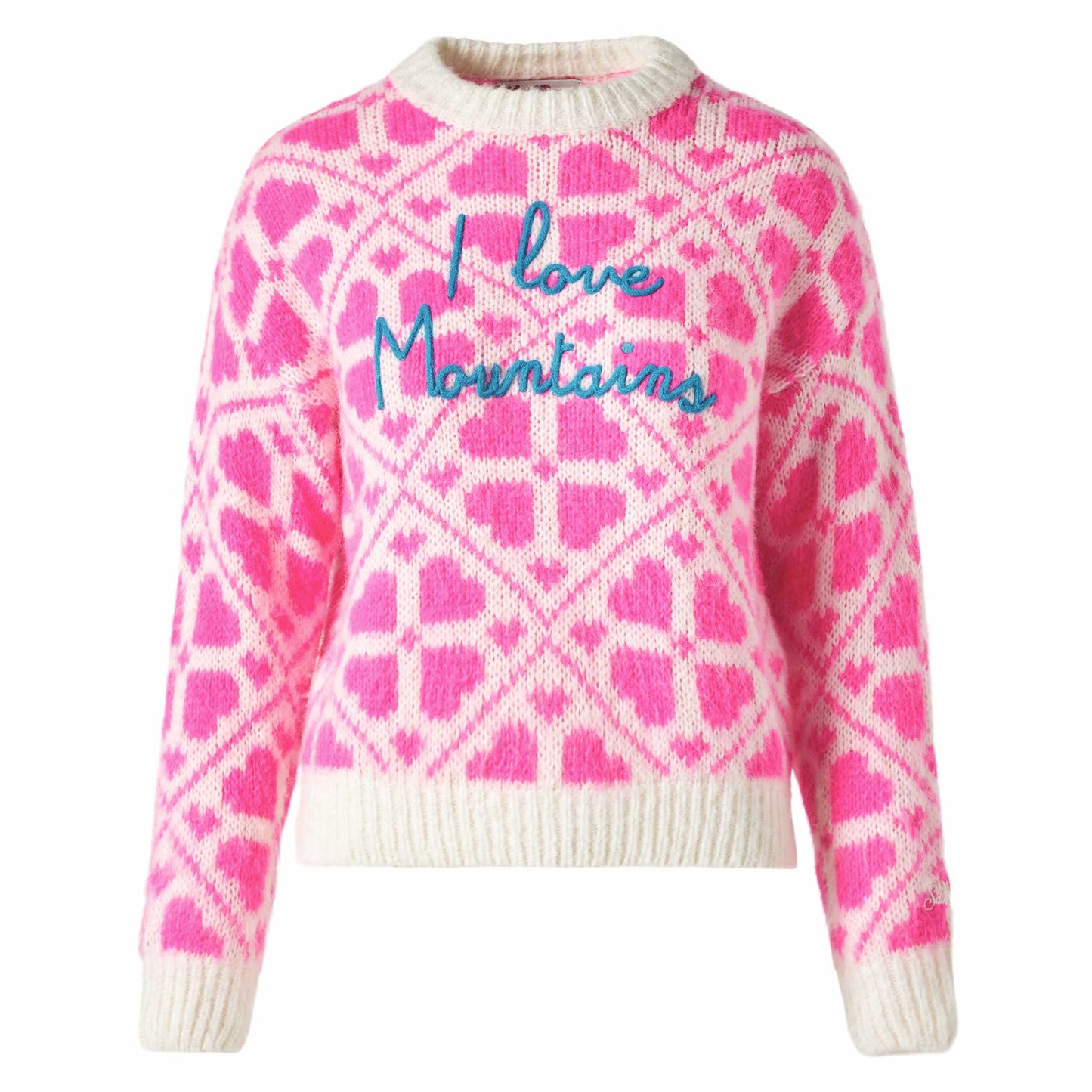 Maglione da donna girocollo garzato con scritte
