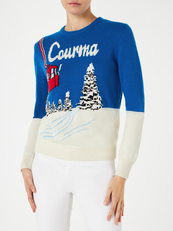 Maglione da donna con stampa cartoline vintage Courma