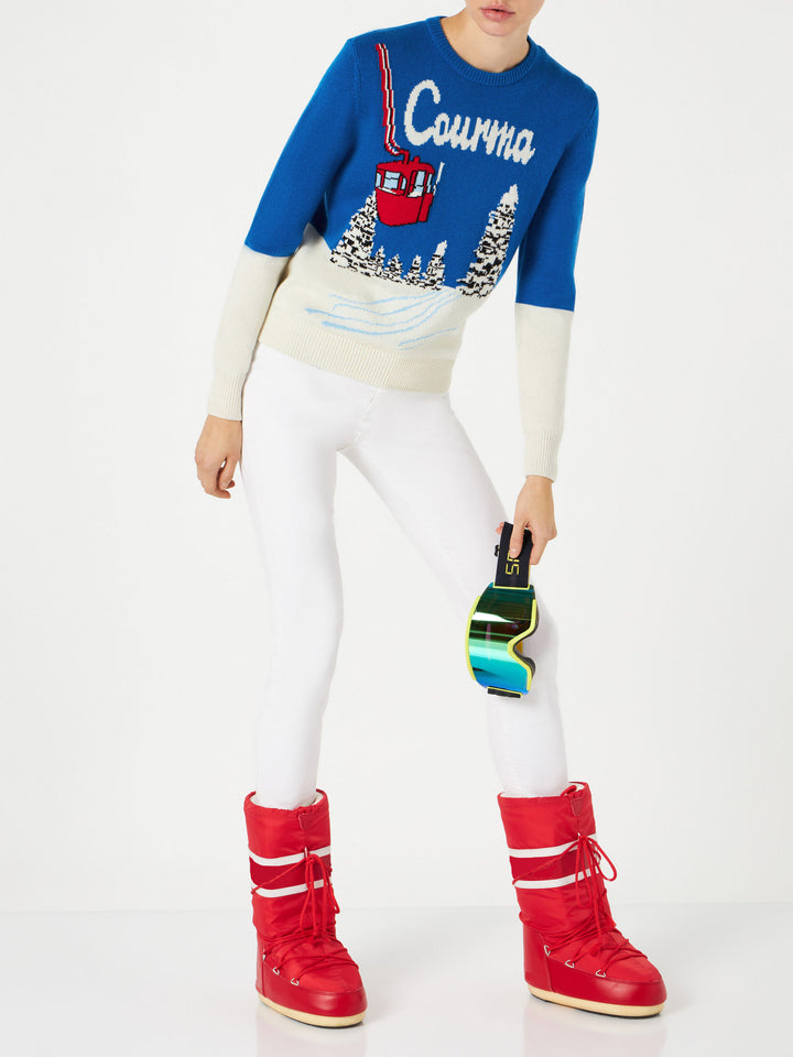 Maglione da donna con stampa cartoline vintage Courma