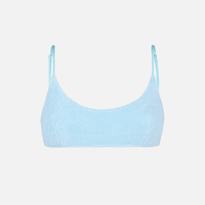 Costume da bagno a bralette in spugna di colore azzurro