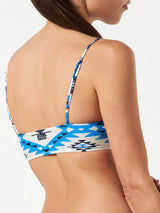 Damen-Bralette-Badeanzug mit Ikat-Print