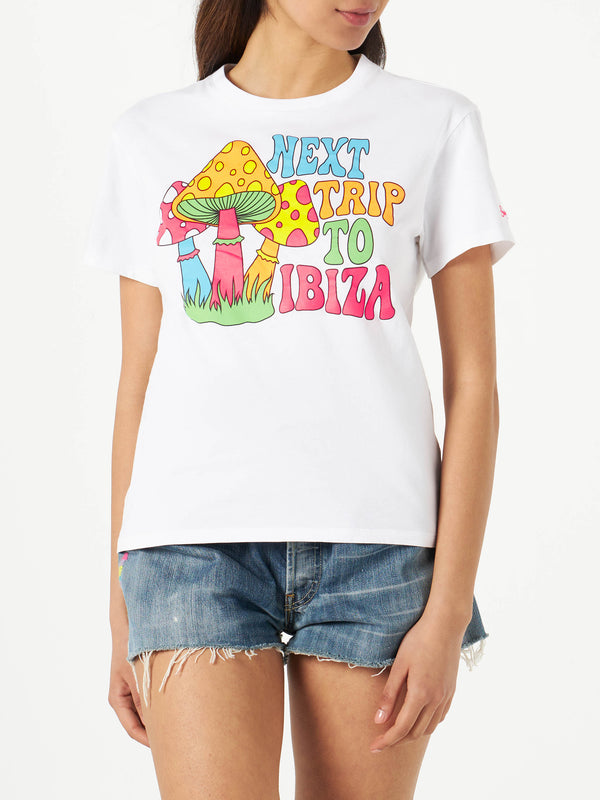 Damen-T-Shirt aus Baumwolle mit Pilz-Print