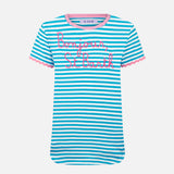 Woman cotton t-shirt with Bonjour St. Barth embroidery