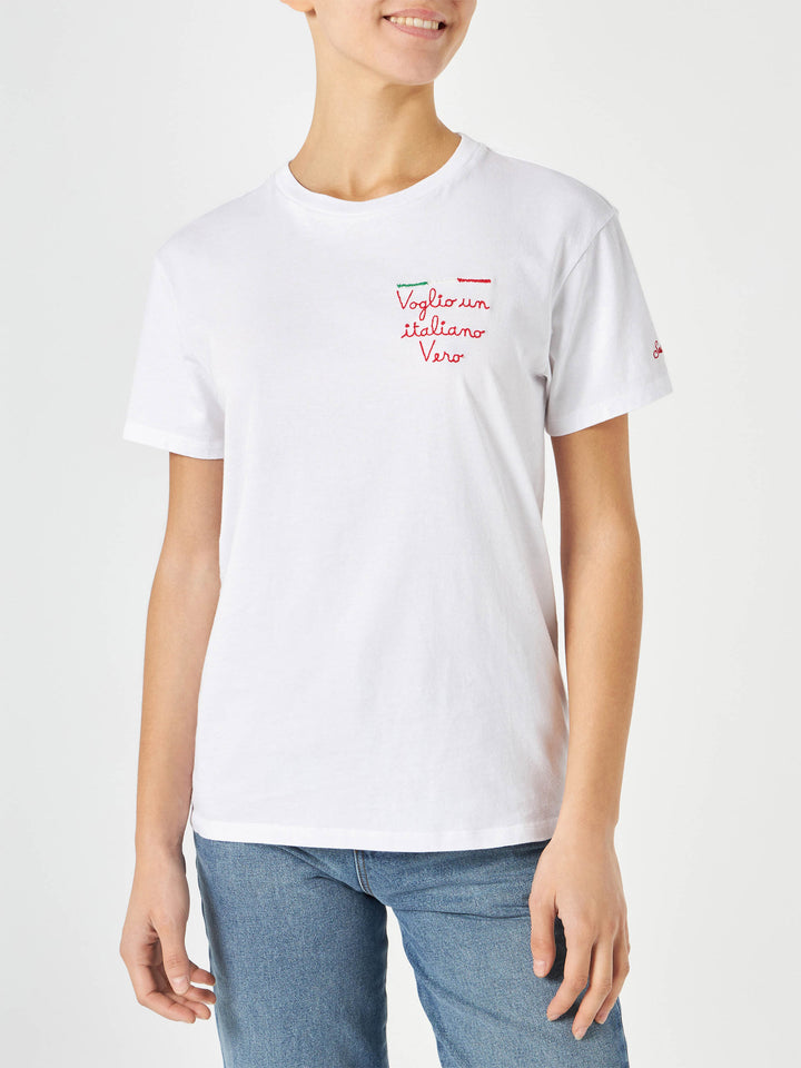 Woman cotton t-shirt with embroidery - MC2 Saint Barth