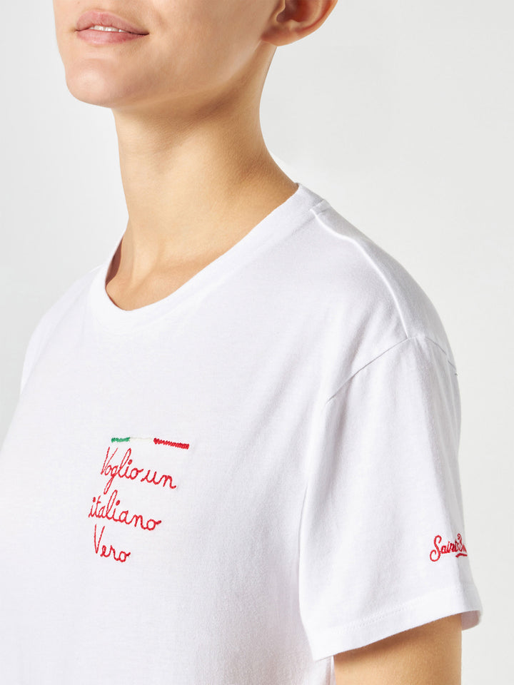 Woman cotton t-shirt with embroidery - MC2 Saint Barth