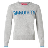 Woman grey sweater with Annoiata lurex writing